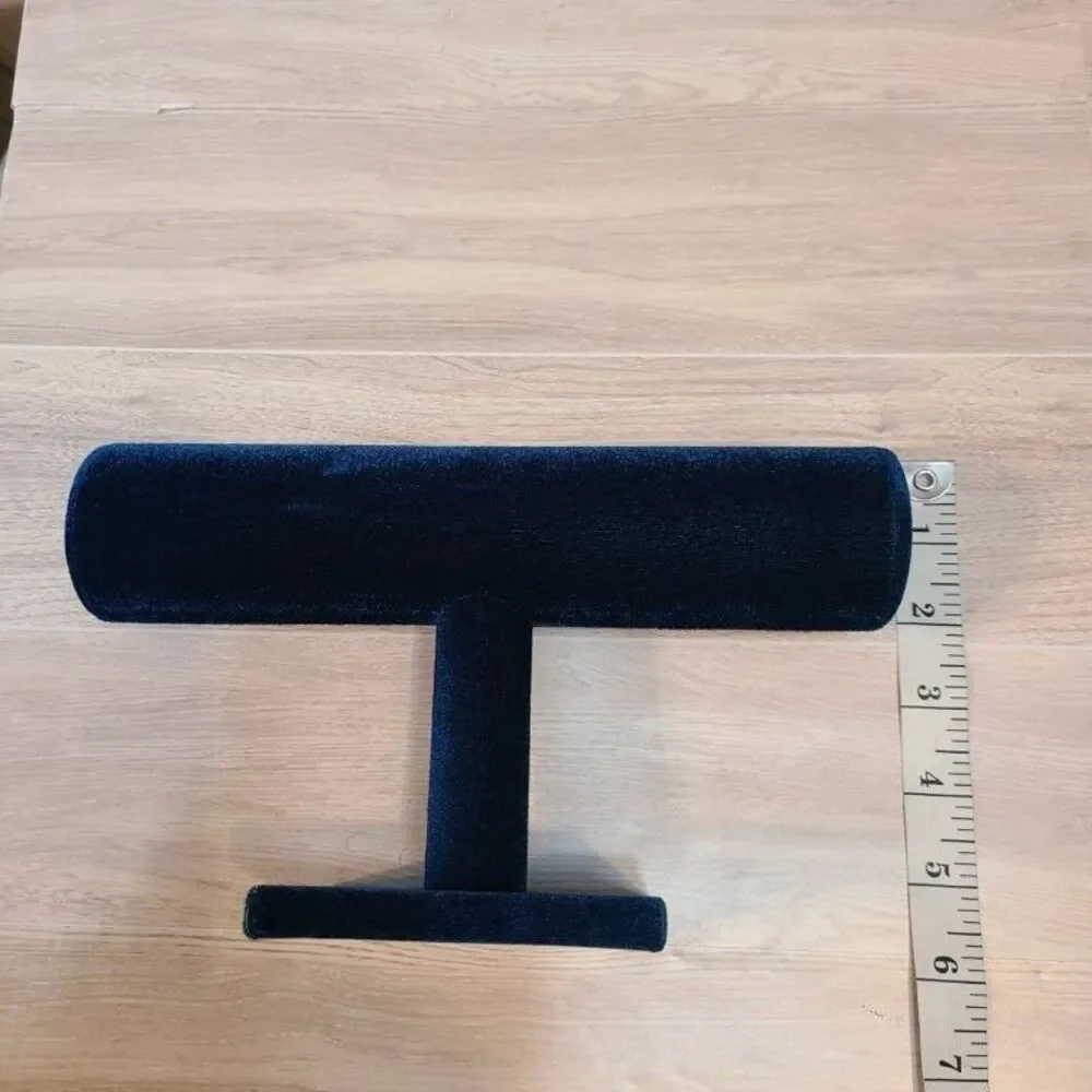 Teal Blue Velvet T-Bar Jewelry Display Stand Bracelet Watch Holder Organizer